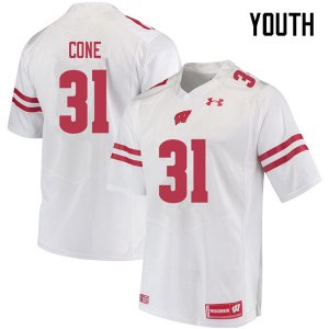 Youth Wisconsin Badgers NCAA #31 Madison Cone White Authentic Under Armour Stitched College Football Jersey ZO31X27RQ